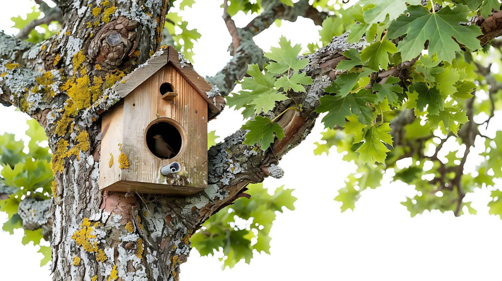 Charming Oak Tree Birdhouse Among Green Leaves – free oak tree image from Dotvec