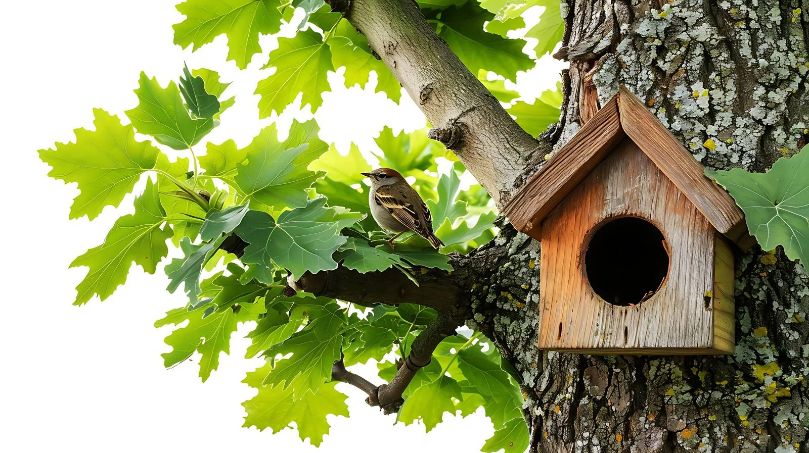 Scenic Birdhouse Nestled in Oak Tree – free oak tree image from Dotvec