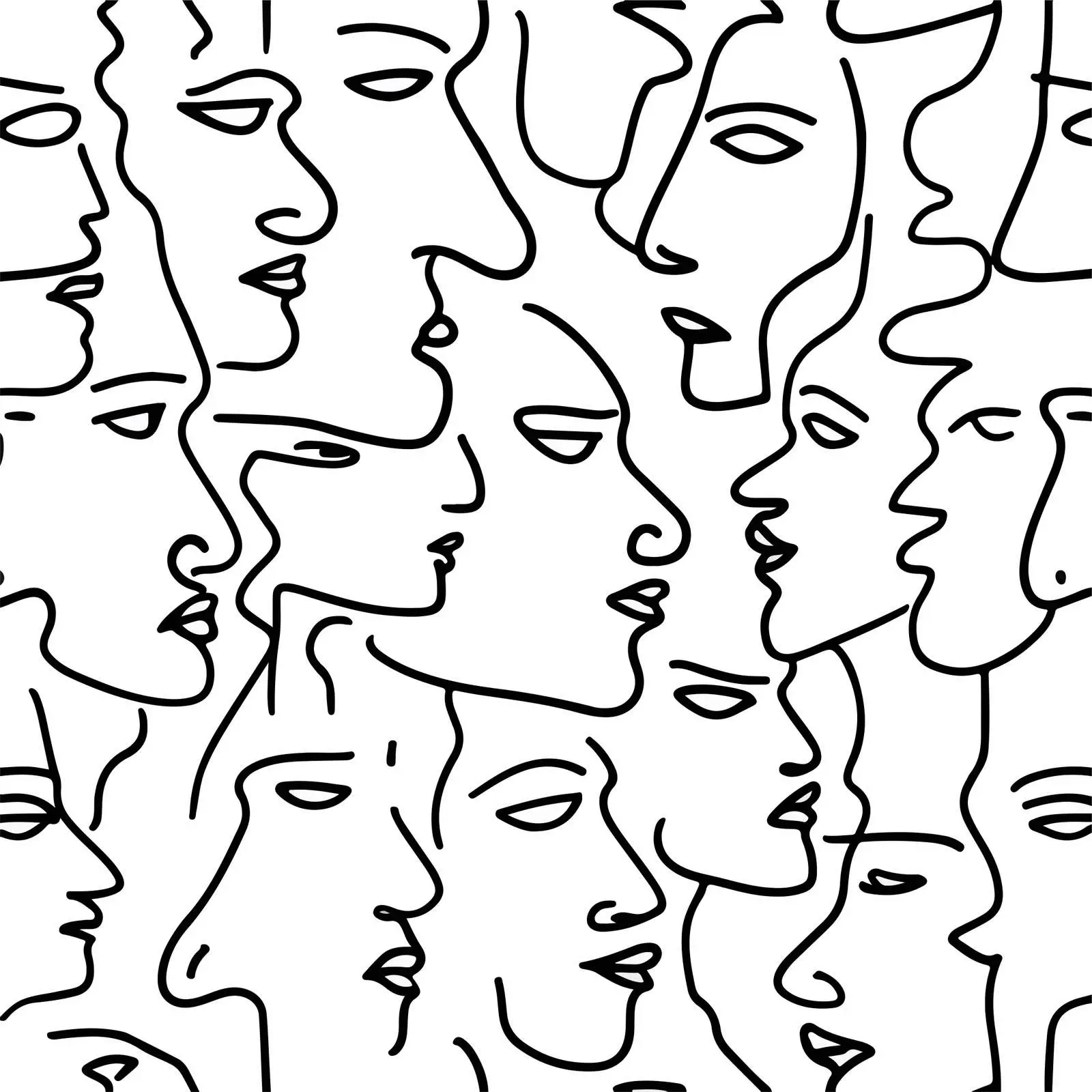 Abstract Human Profiles Line Art — free download from Dotvec