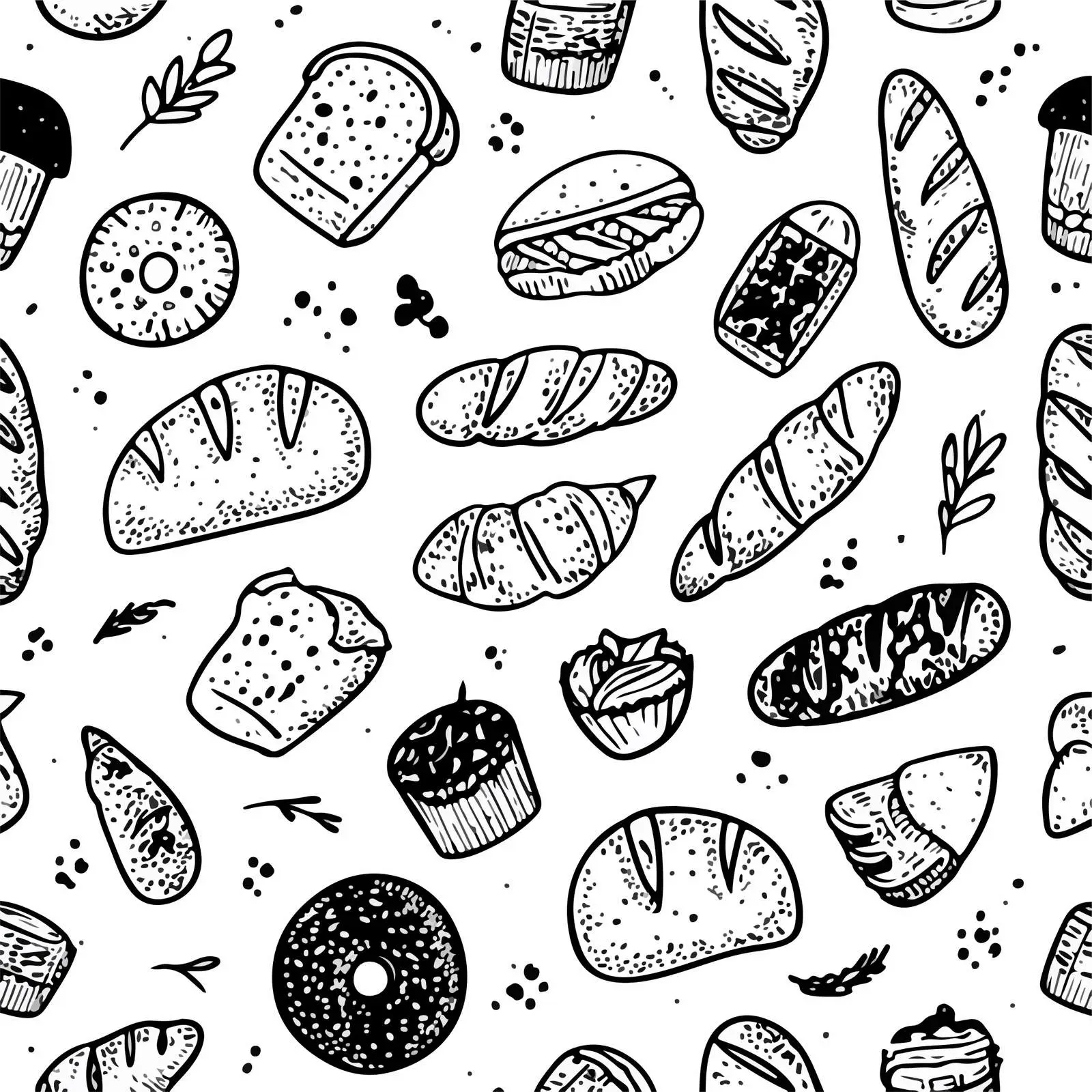Monochrome Bakery Pattern — free download from Dotvec