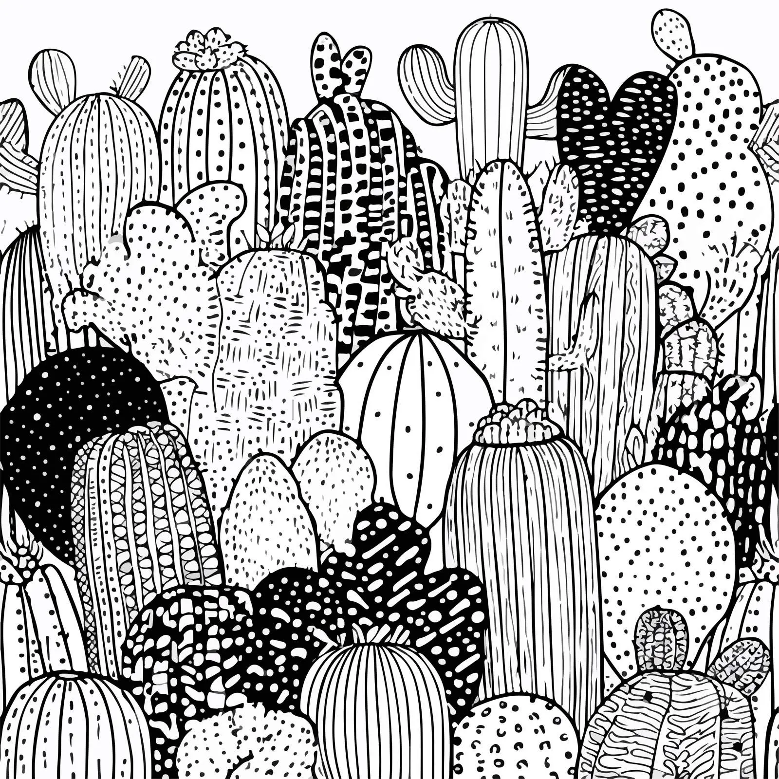 Cactus Doodle Line Art Pattern Abstract — free download from Dotvec