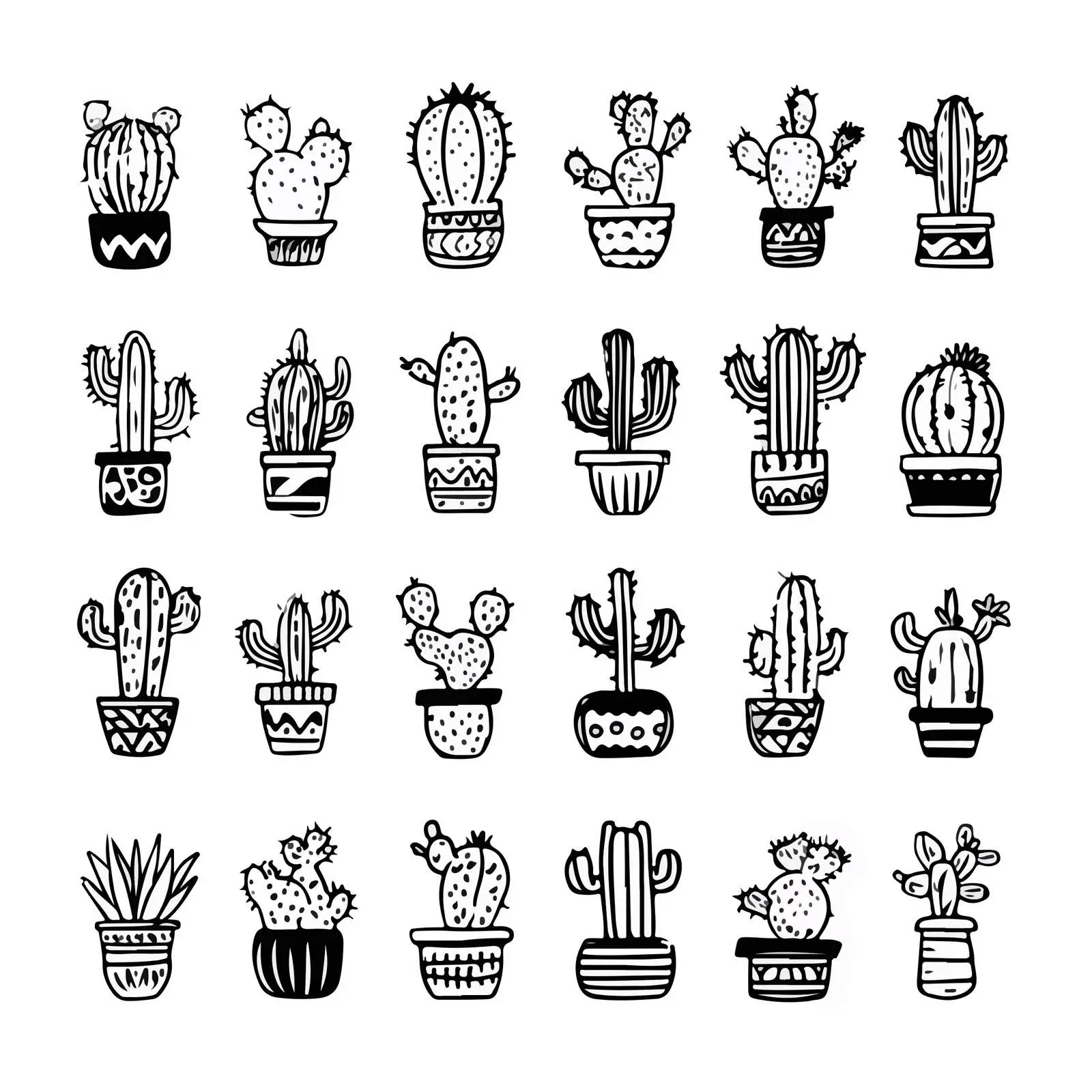 Minimalist Cactus Line Art Pattern — free download from Dotvec