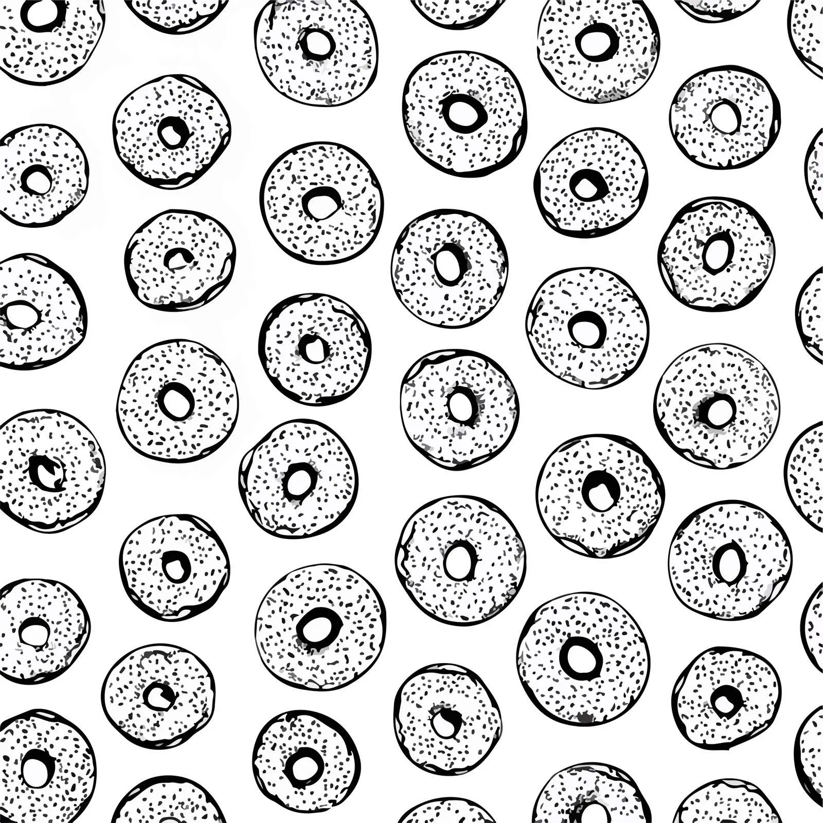 Monochrome Donut Doodle Line Art — free download from Dotvec