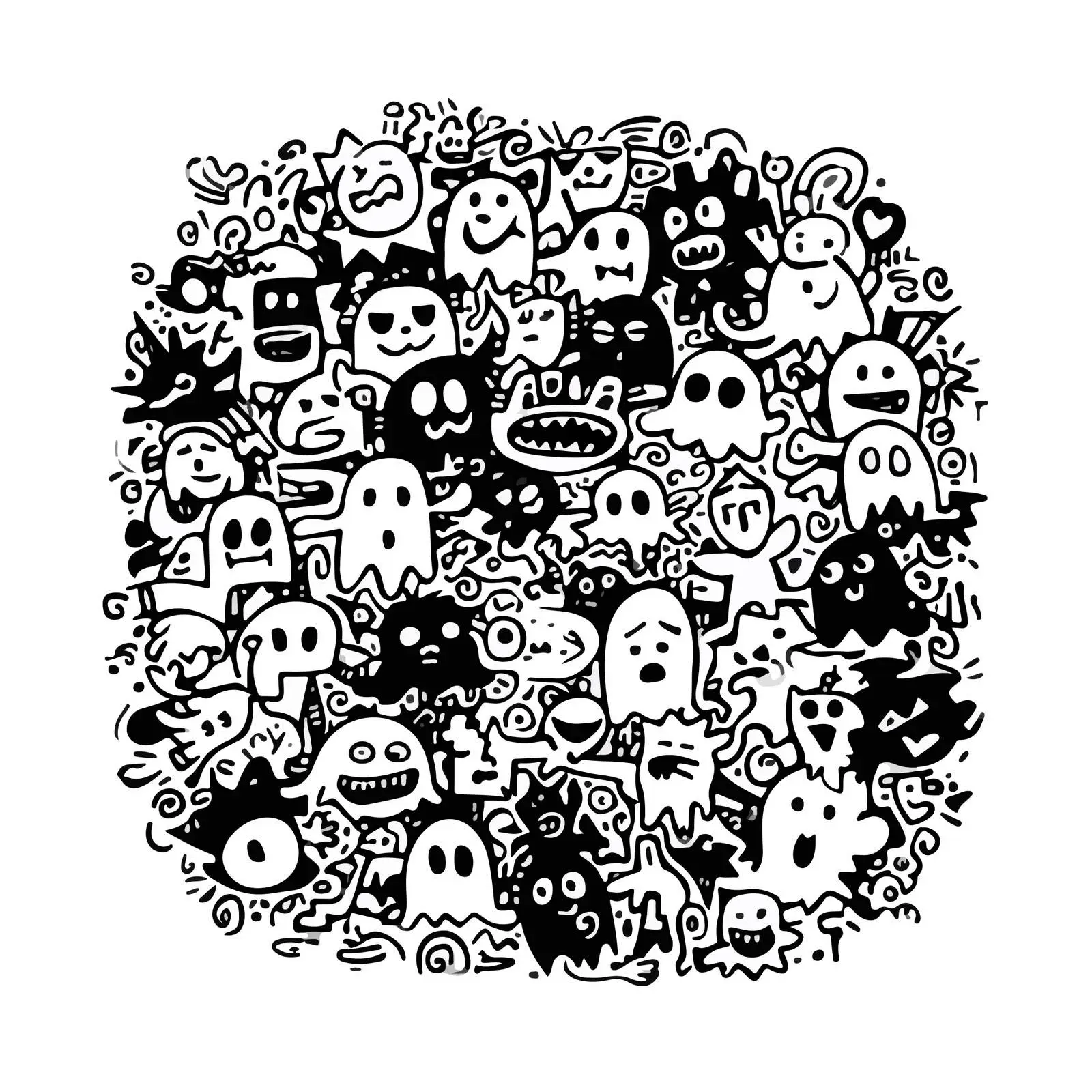 Spooky Ghost Doodle Art — free download from Dotvec