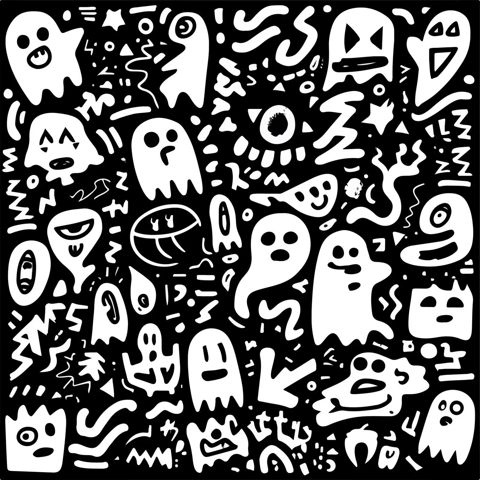 Ghost Doodle Line Art Abstract Mix — free download from Dotvec