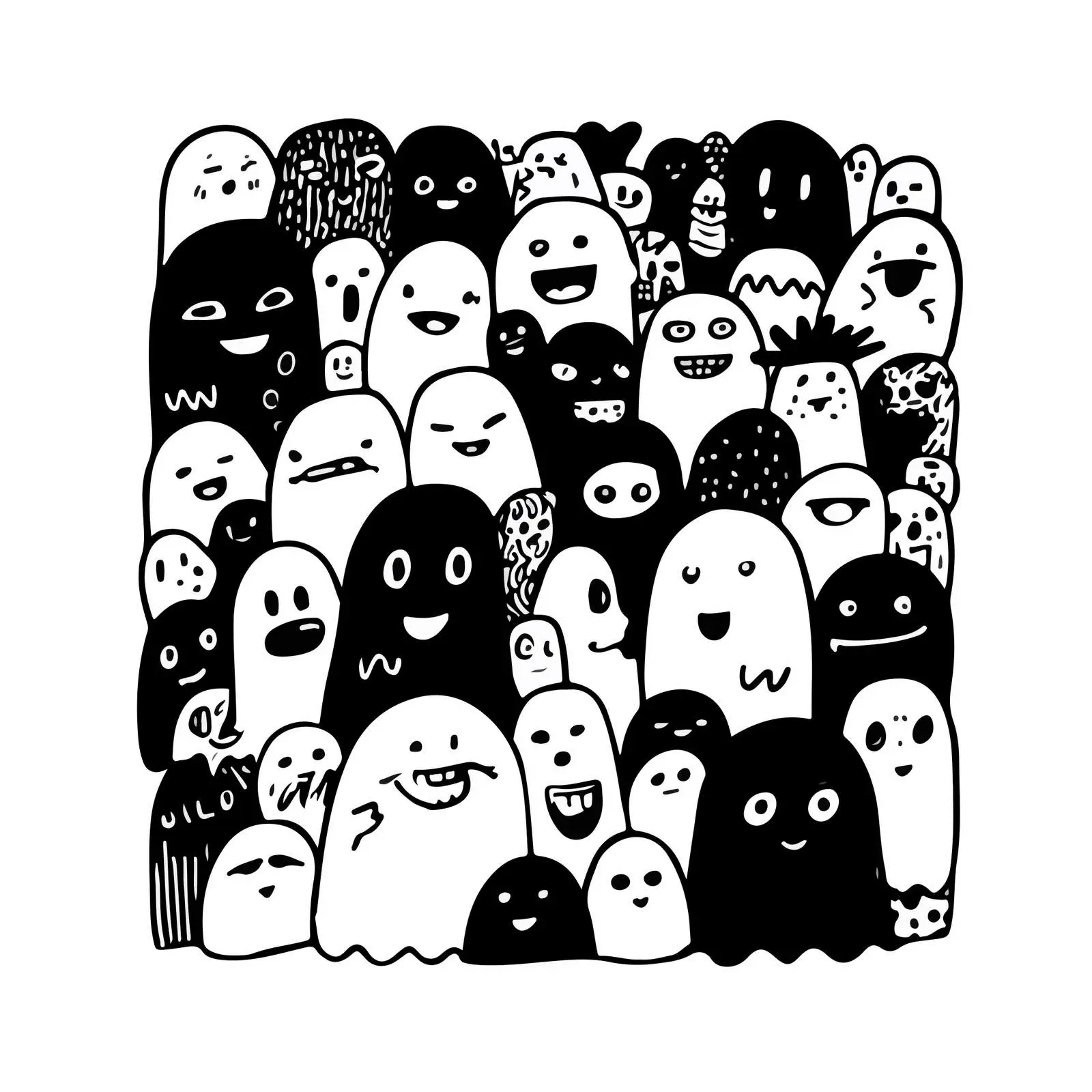 Ghost Doodle Line Art — free download from Dotvec