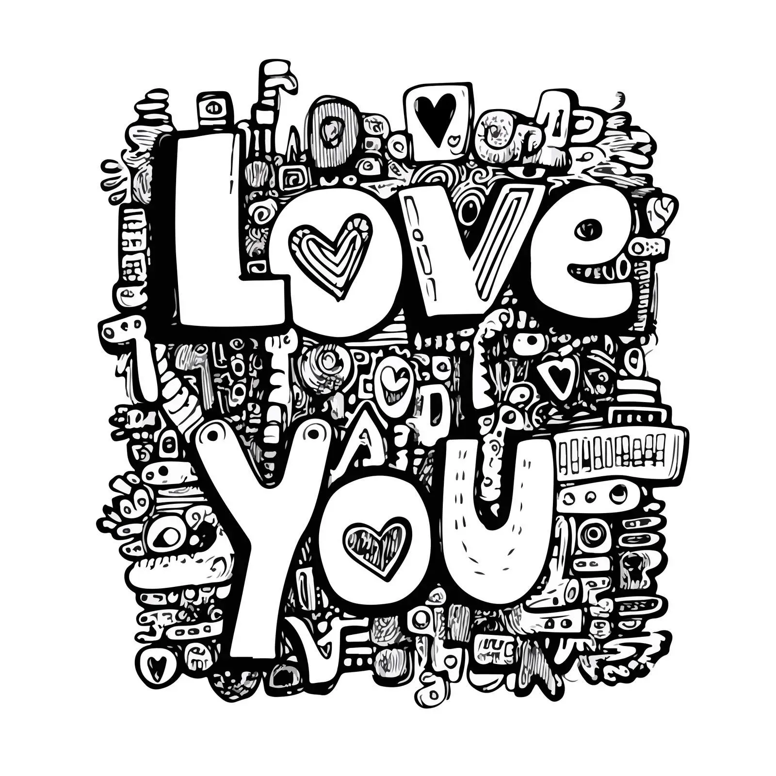 Hand-drawn I Love You Line Art — free download from Dotvec