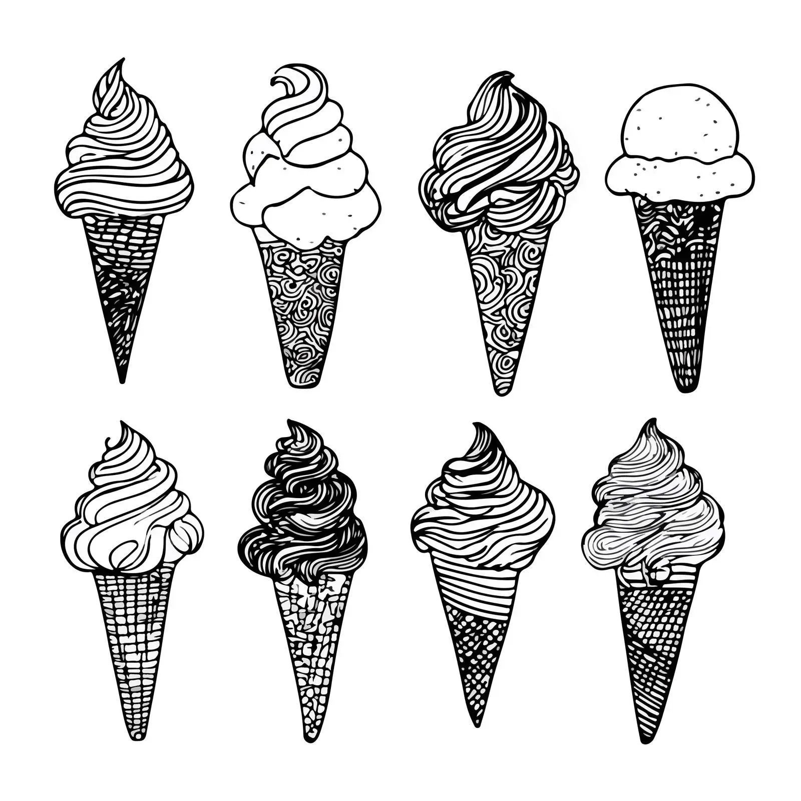 Minimal Ice Cream Cone Line Art — free download from Dotvec