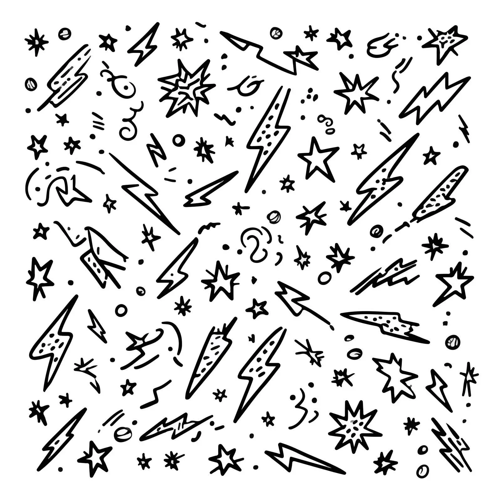 Abstract Line Art: Lightning & Stars — free download from Dotvec