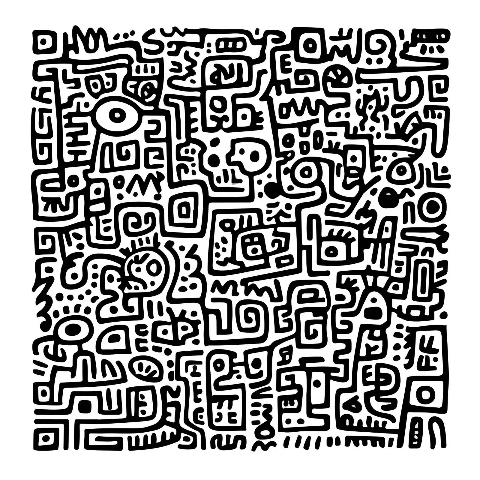 Abstract Doodle Maze Line Art — free download from Dotvec