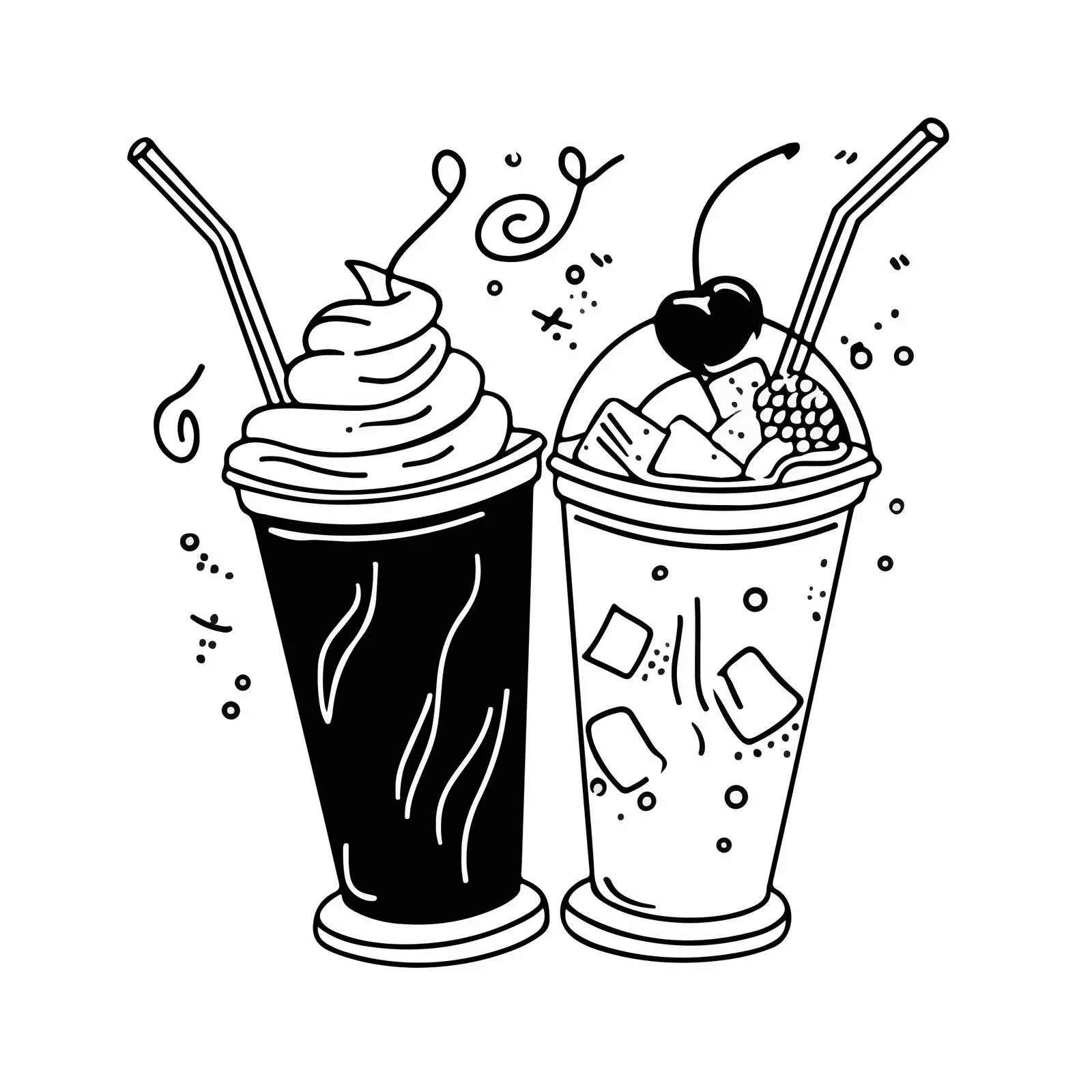 Monochrome Beverage Doodles — free download from Dotvec