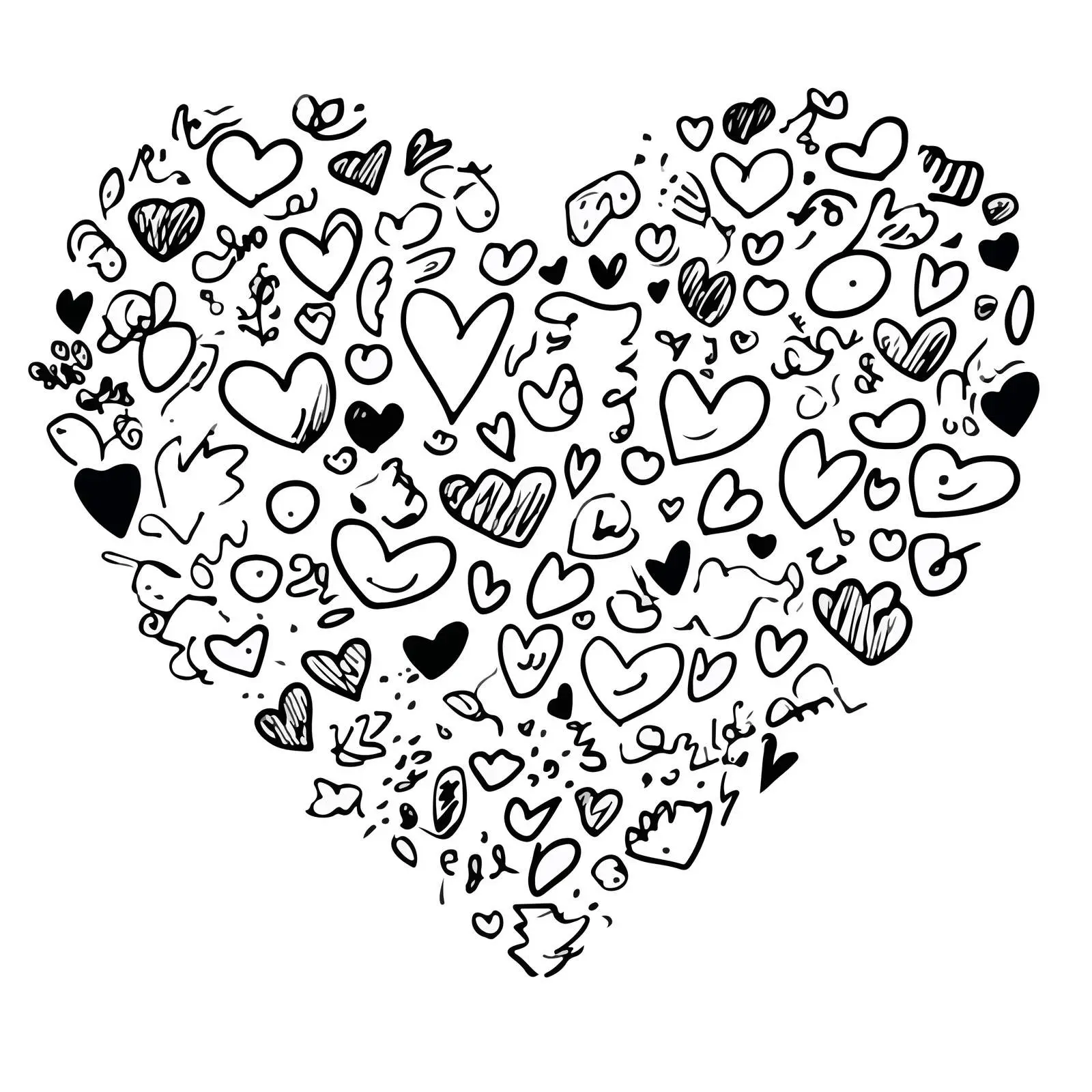 Minimal Heart Line Art Doodles — free download from Dotvec