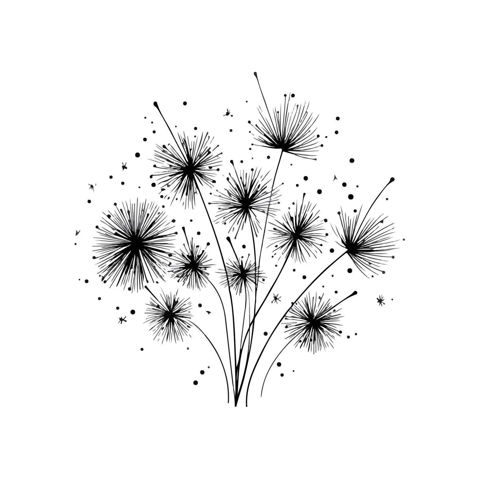 New Year Fireworks Line Art — free download from Dotvec