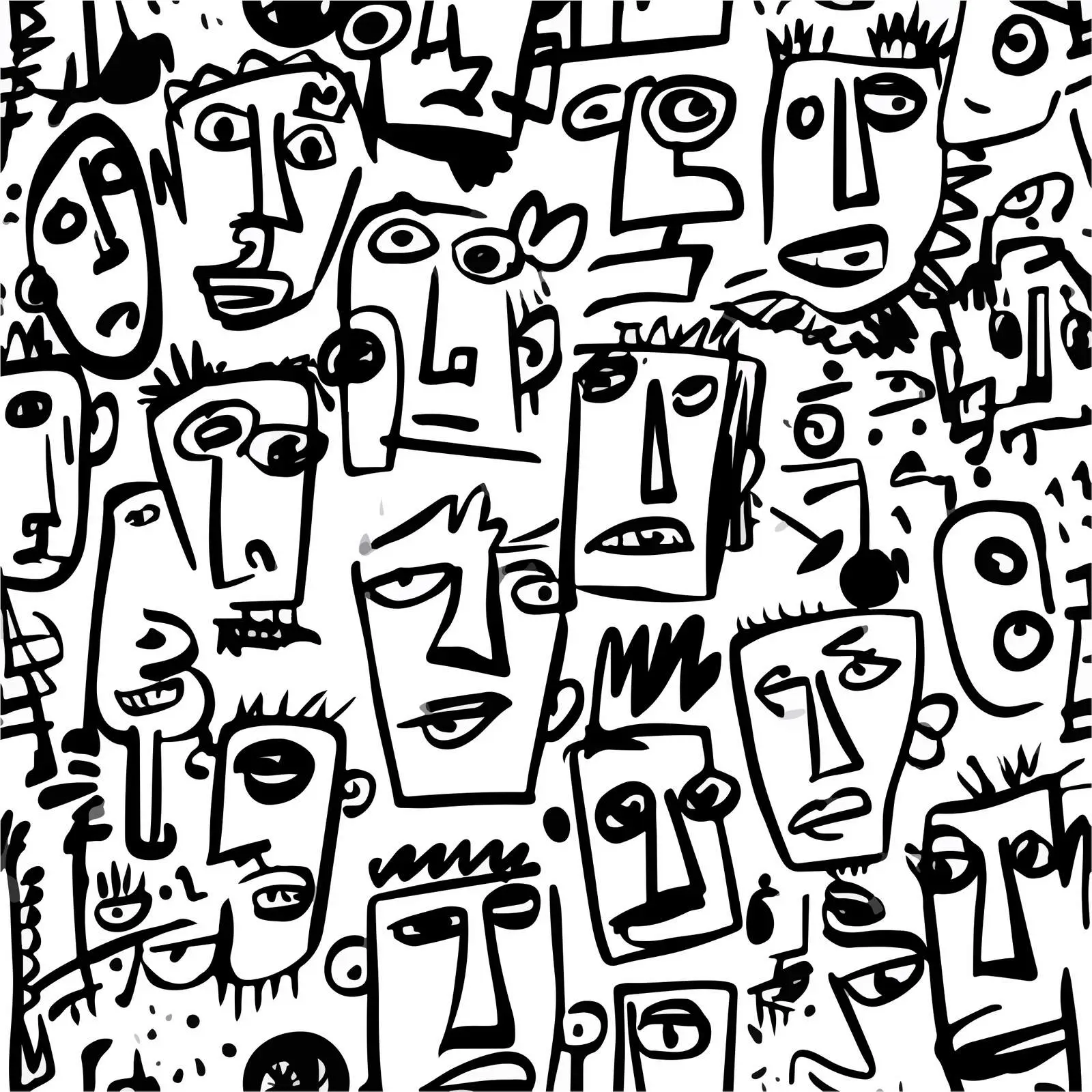 Silly Doodle Faces Line Art — free download from Dotvec