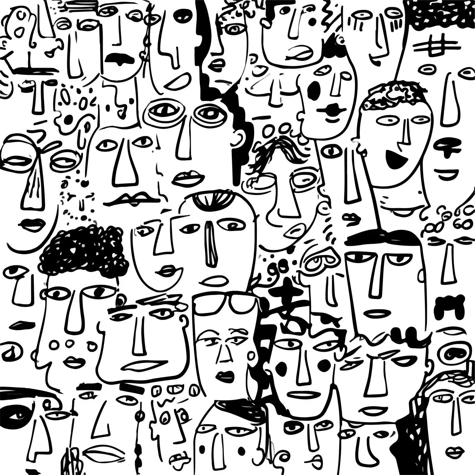 Minimal Silly Doodle Faces Line Art — free download from Dotvec