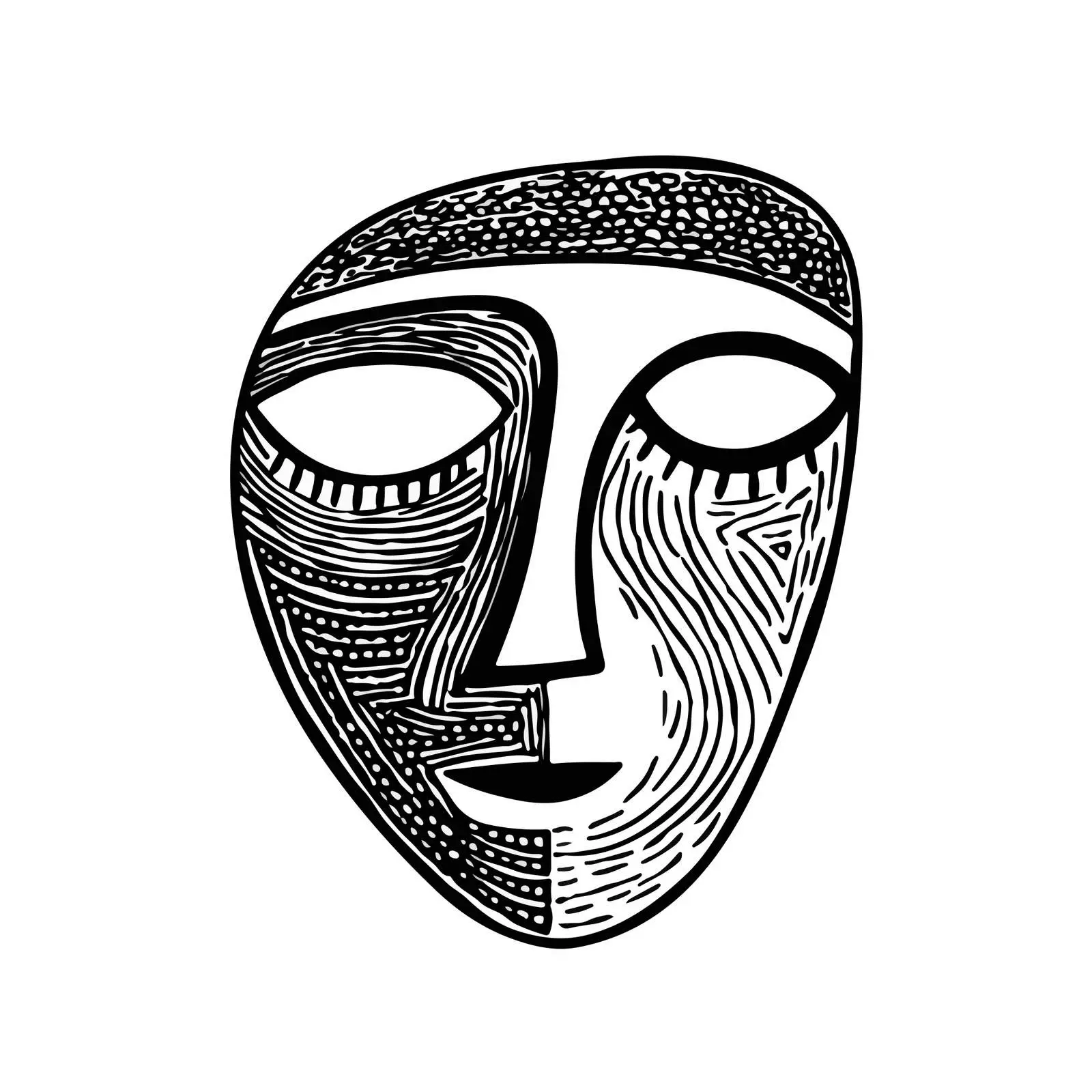 Sleepy Cartoon Face Line Art — free download from Dotvec