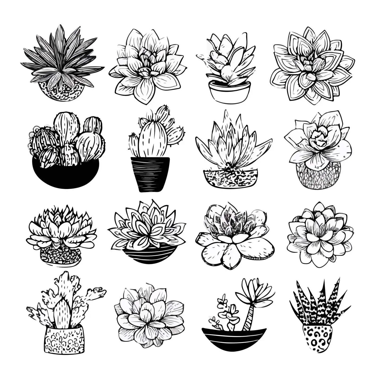 Succulent Plants Line Art Abstract Illustration — free download from Dotvec