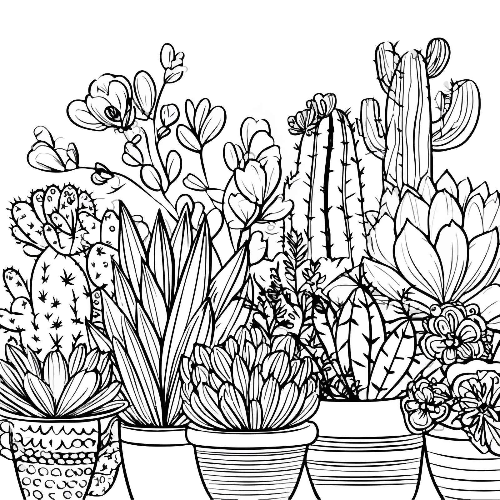 Monochrome Succulent Doodle Art — free download from Dotvec