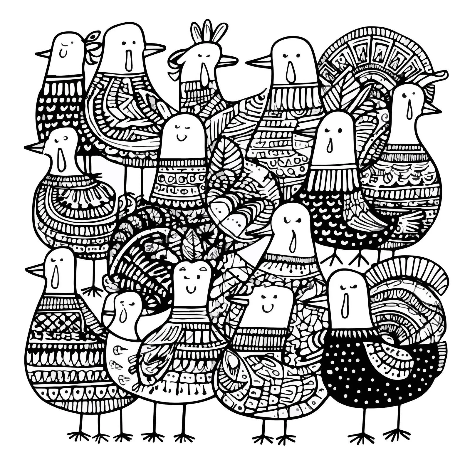 Thanksgiving Turkey Doodle Line Art — free download from Dotvec