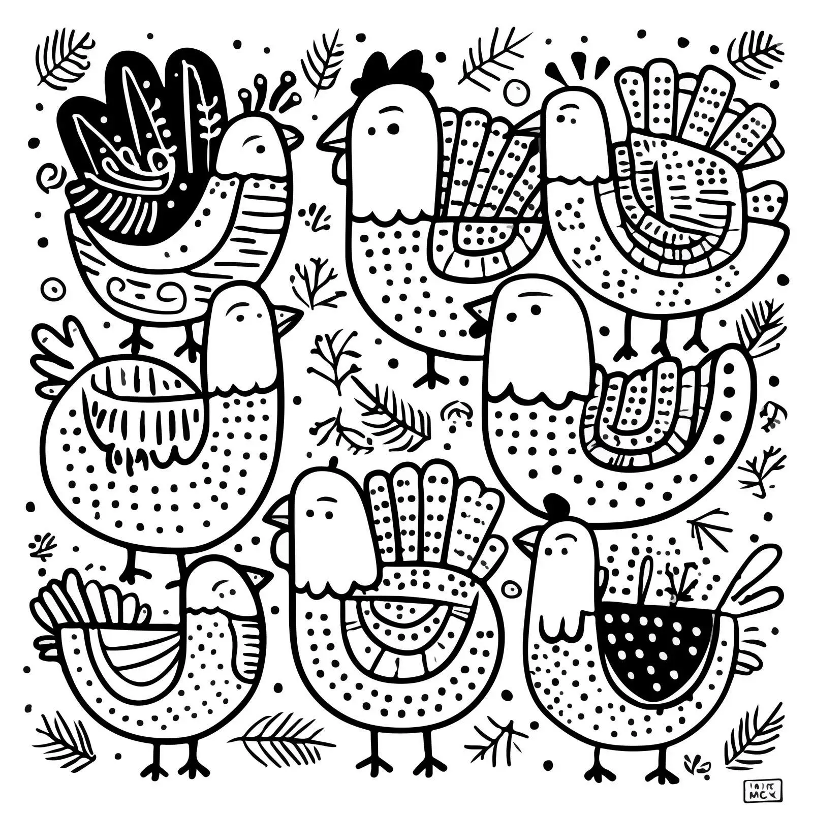 Thanksgiving Turkey Doodle Line Art — free download from Dotvec