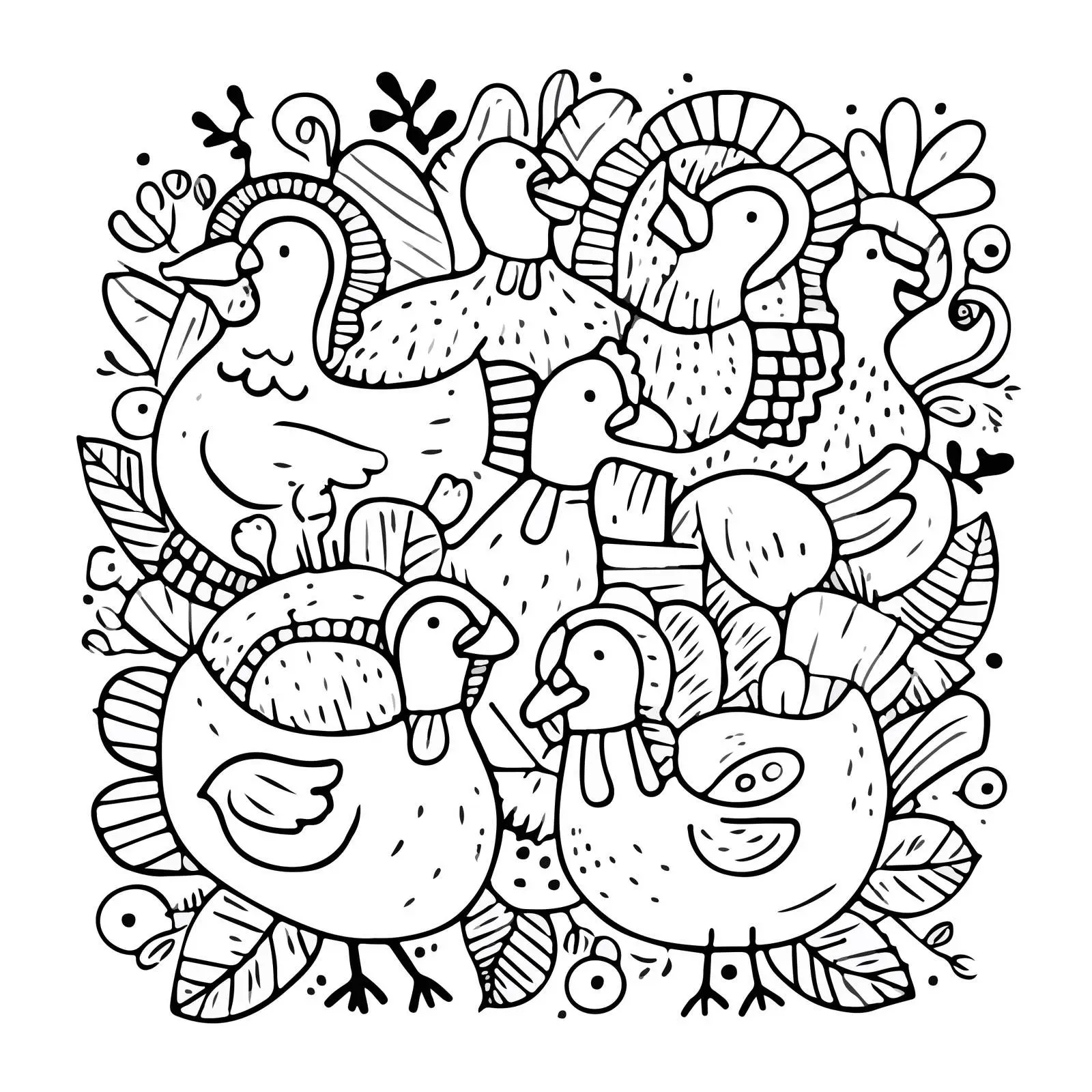 Thanksgiving Turkey Doodle Art — free download from Dotvec