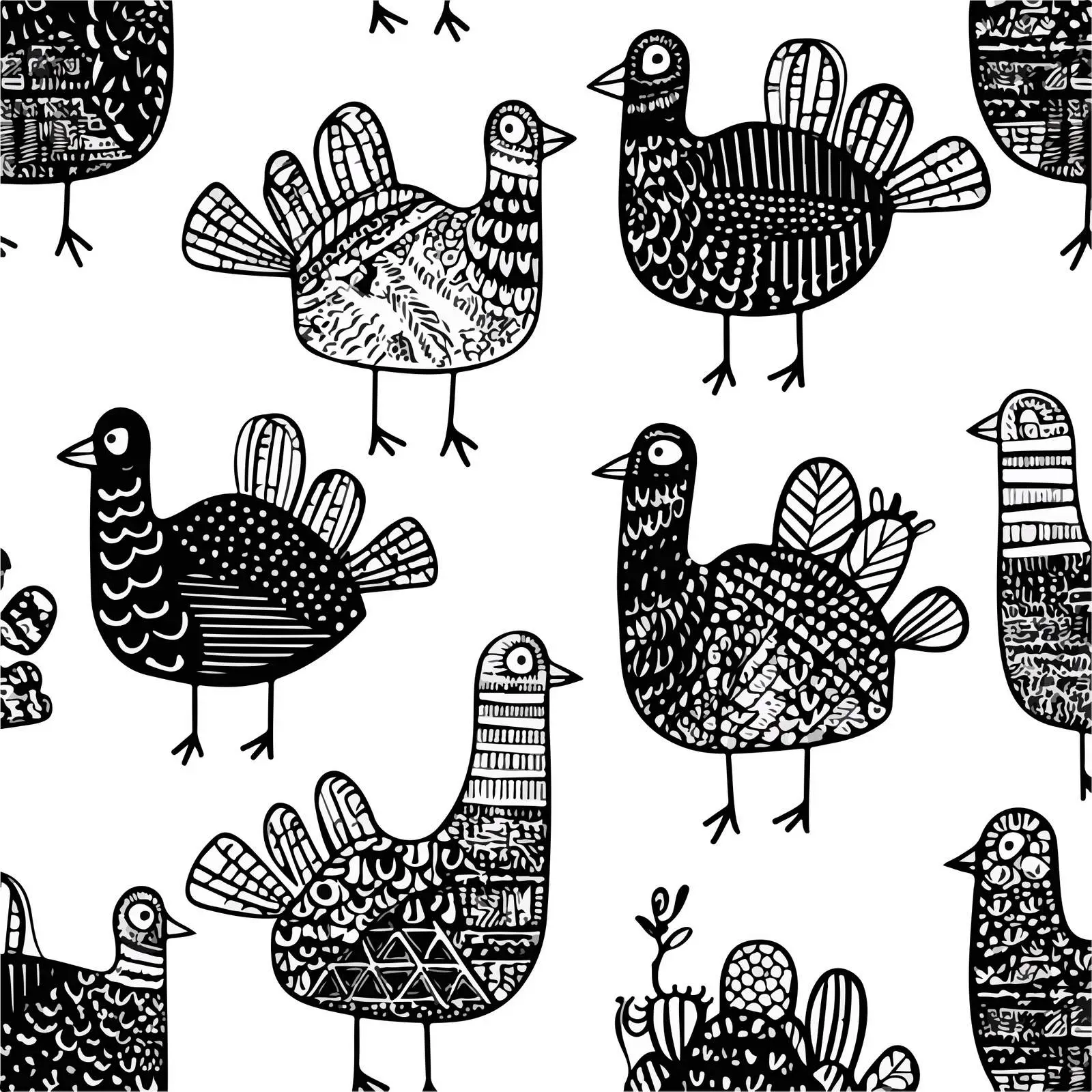 Thanksgiving Turkey Line Art Pattern — free download from Dotvec