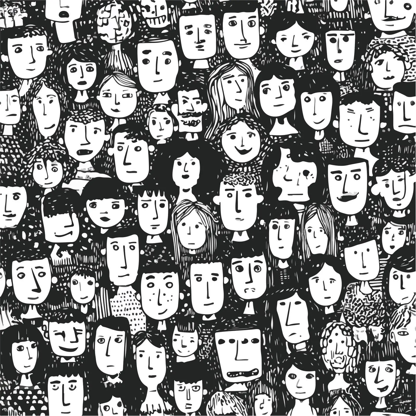 Tiny Doodle Portraits Pattern — free download from Dotvec