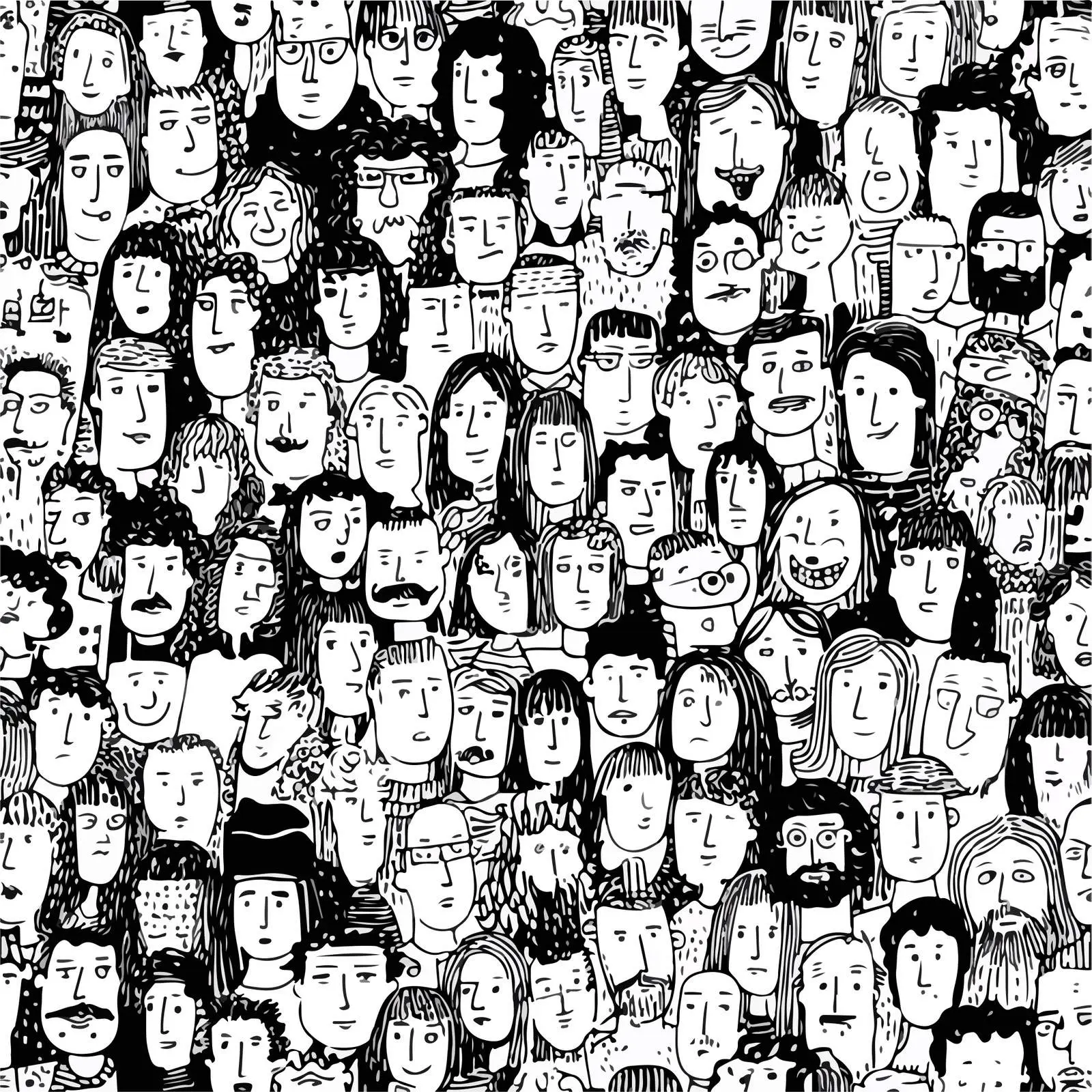 Monochrome Doodle Portrait Line Art — free download from Dotvec