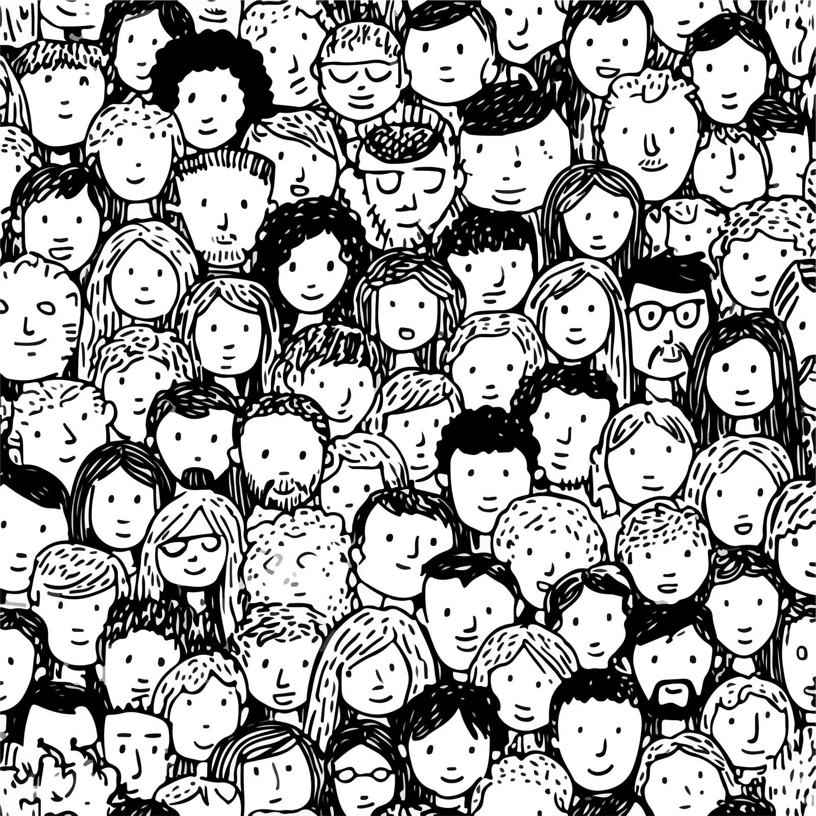 Monochrome Doodle Portrait Line Art — free download from Dotvec