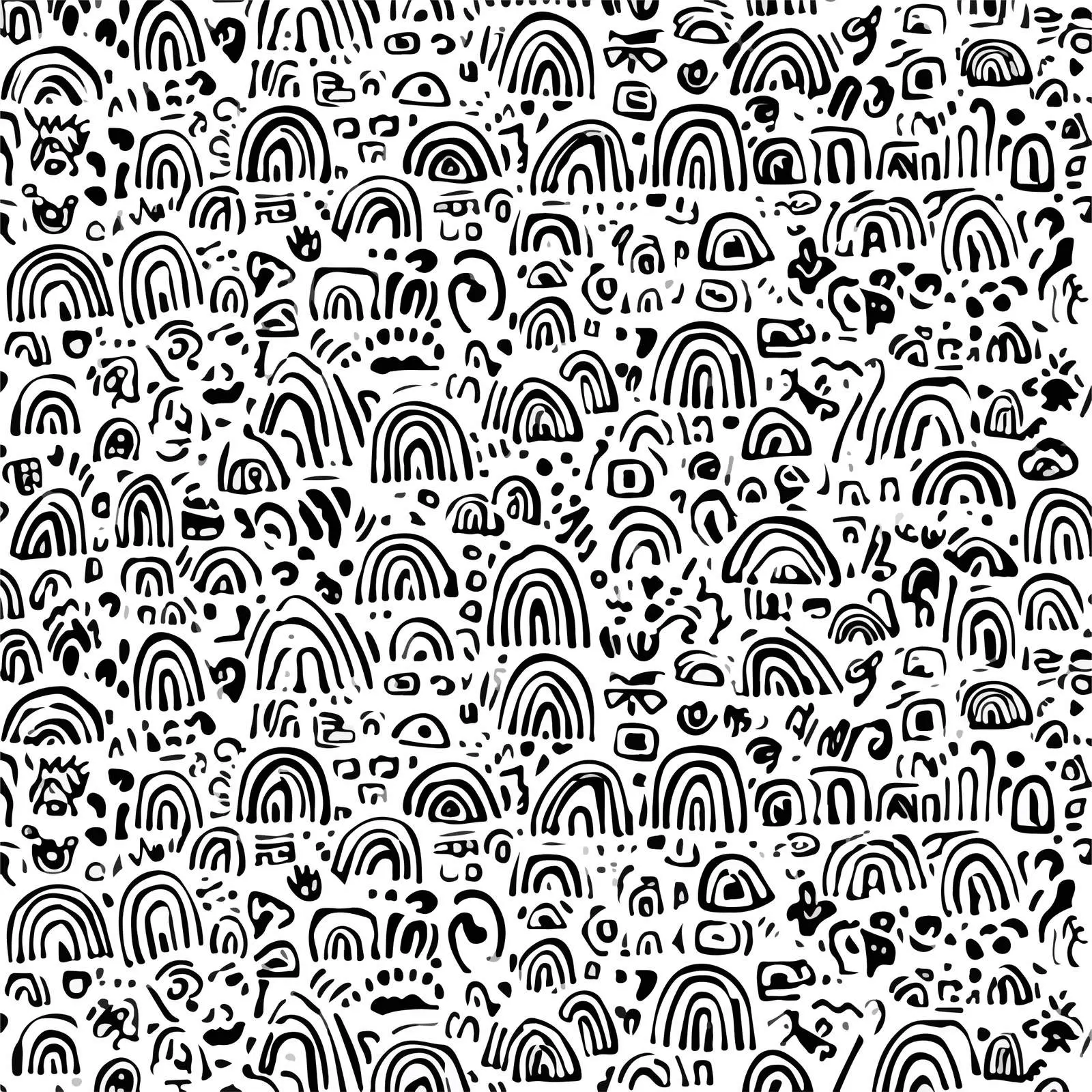 Monochrome Doodle Rainbow Icons Pattern — free download from Dotvec