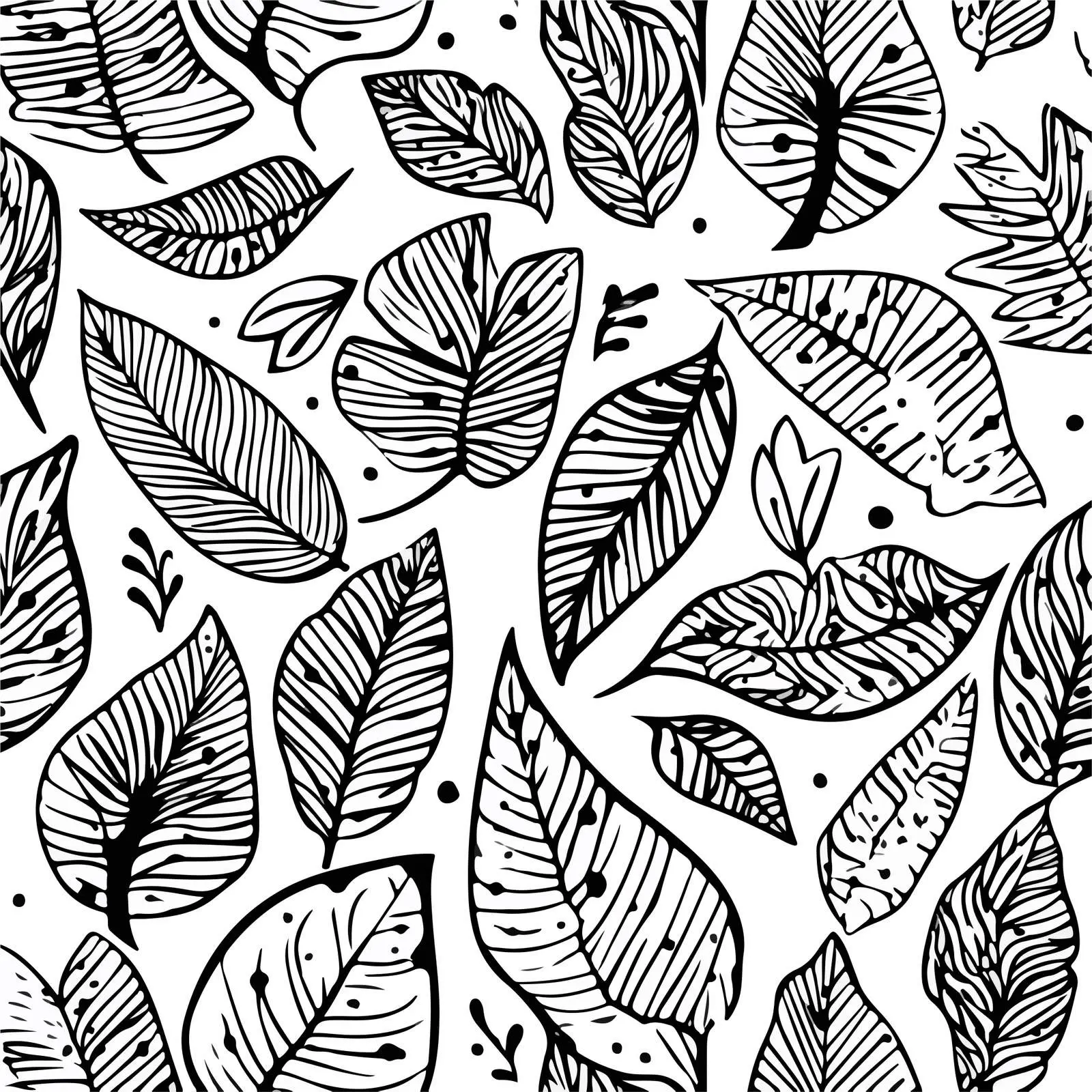 Tropical Leaves Doodle Line Art — free download from Dotvec
