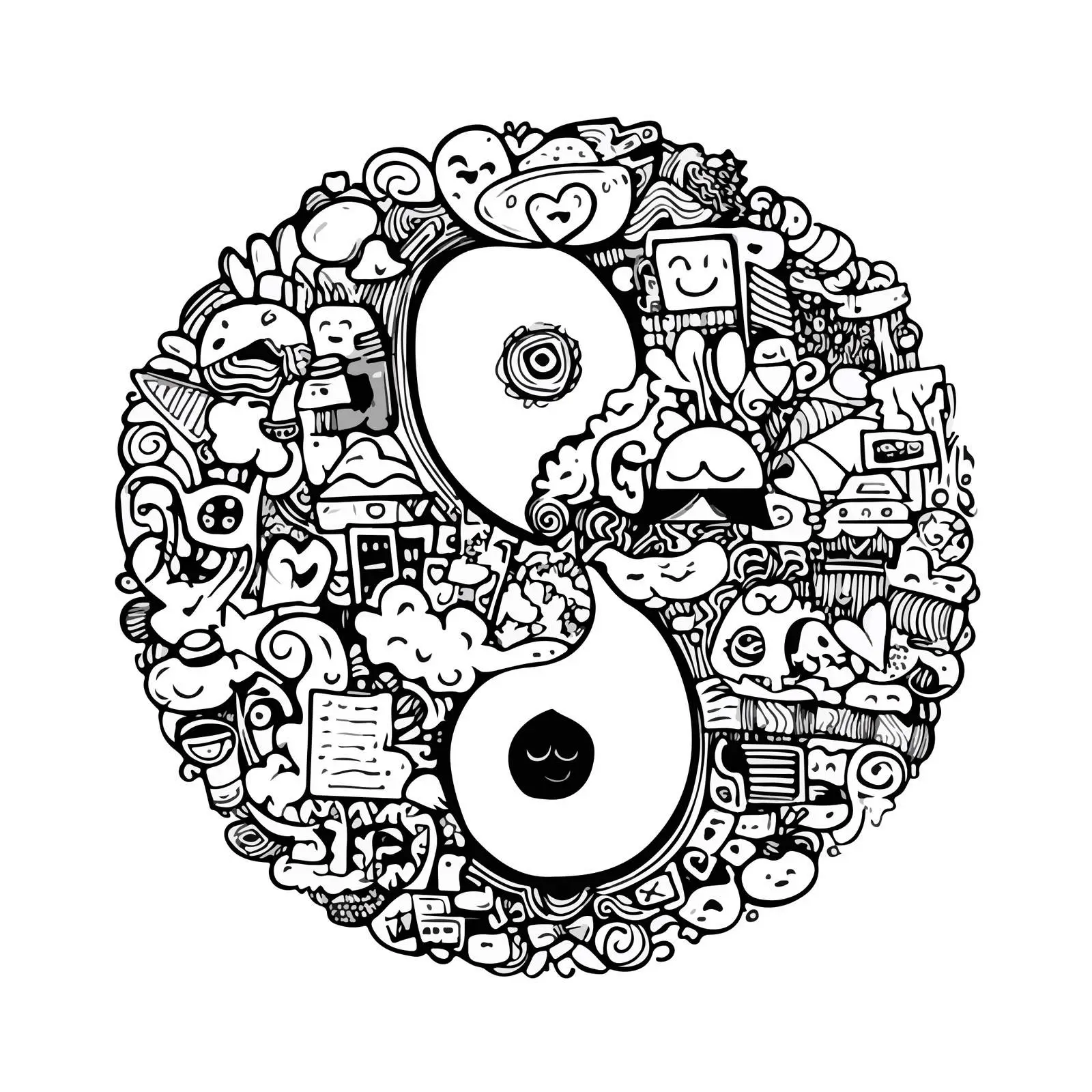 Yin Yang Doodle Abstract Art — free download from Dotvec