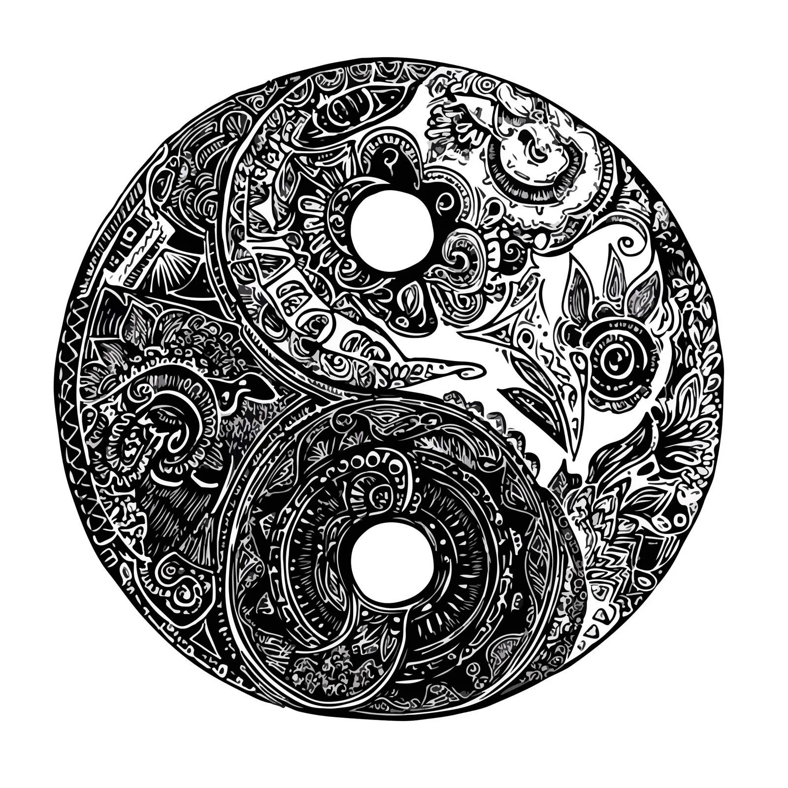 Yin Yang Doodle Line Art — free download from Dotvec