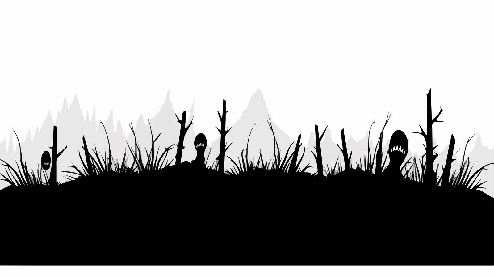 Halloween Ghost Grass Border Silhouette — free download from Dotvec
