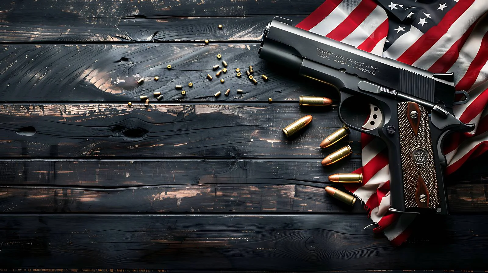 American Flag Pistol and Bullets Patriotic — free download from Dotvec