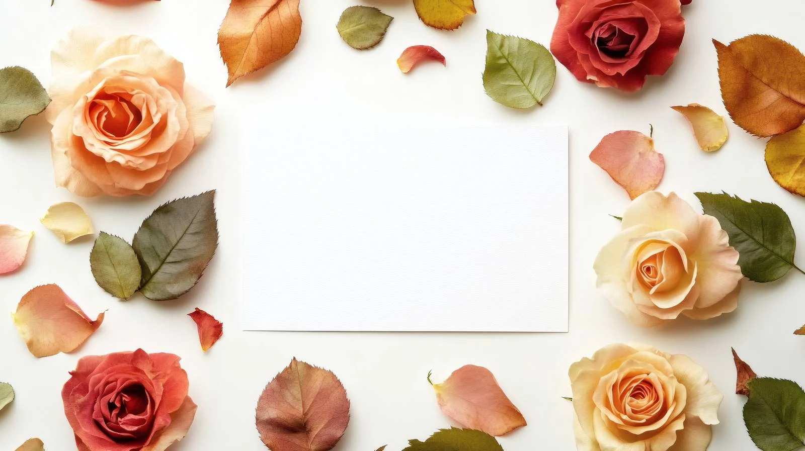 Elegant Autumn Rose Blank Card Design — free download from Dotvec