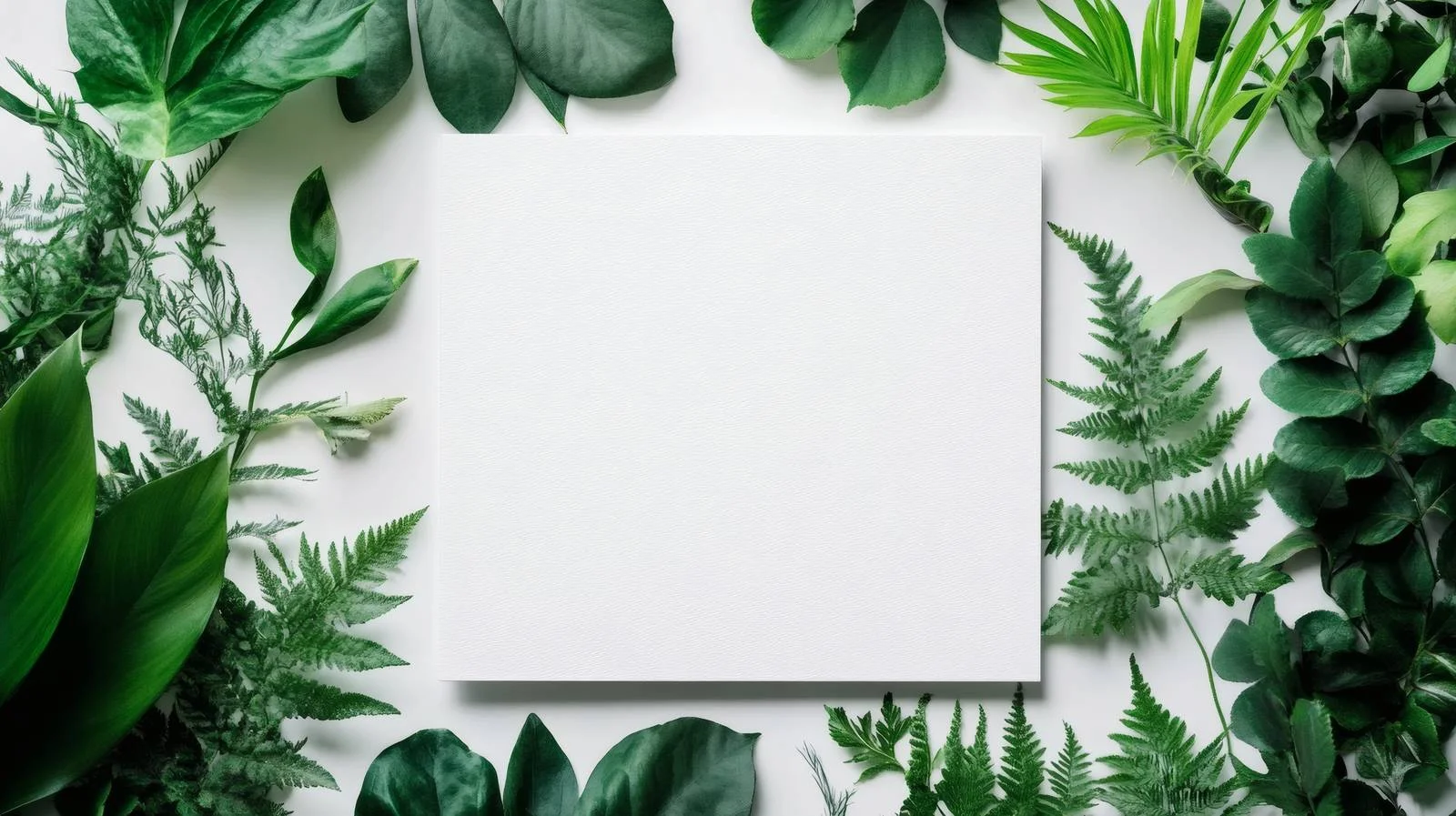 Minimalist card with green foliage on white — free download from Dotvec