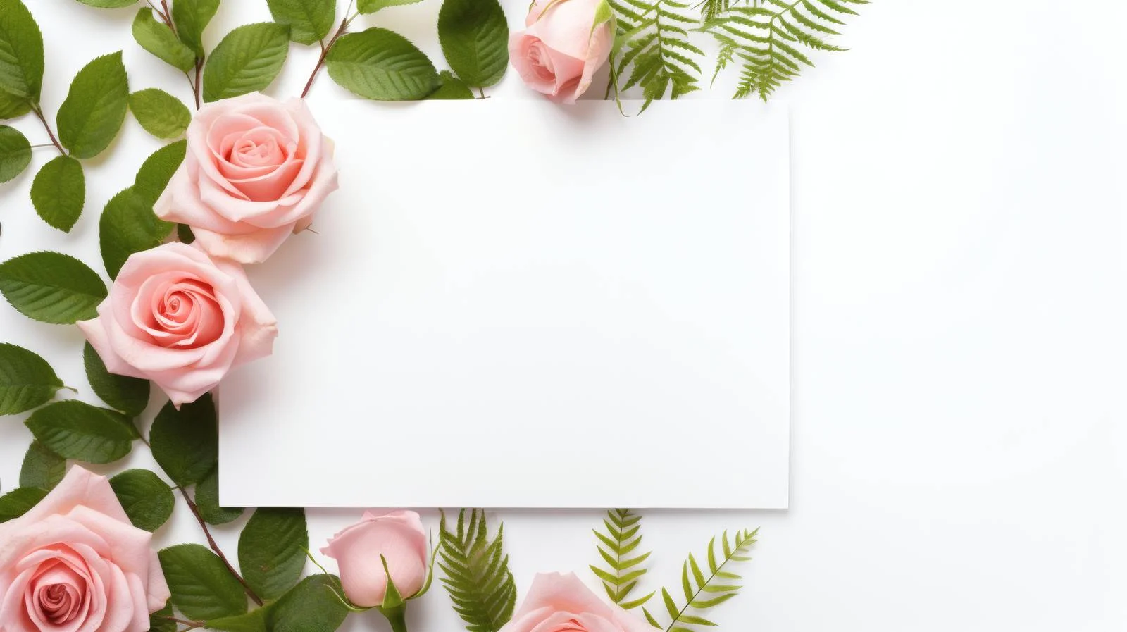 Elegant Rose and Fern Blank Card Design — free download from Dotvec