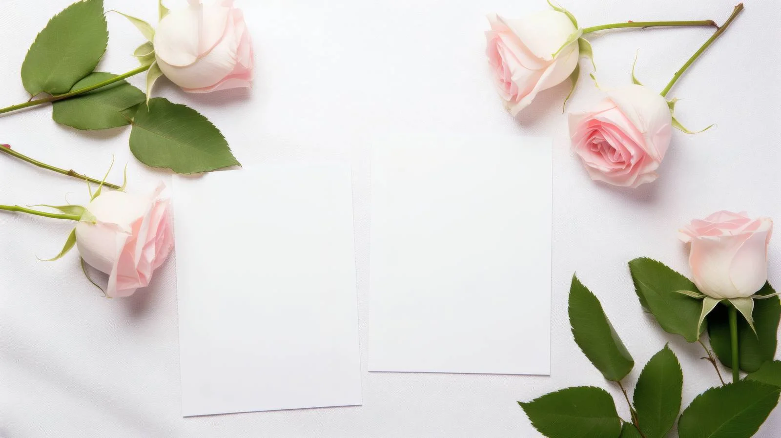 Elegant Blank Cards with Isolated Rose Flowers — free download from Dotvec