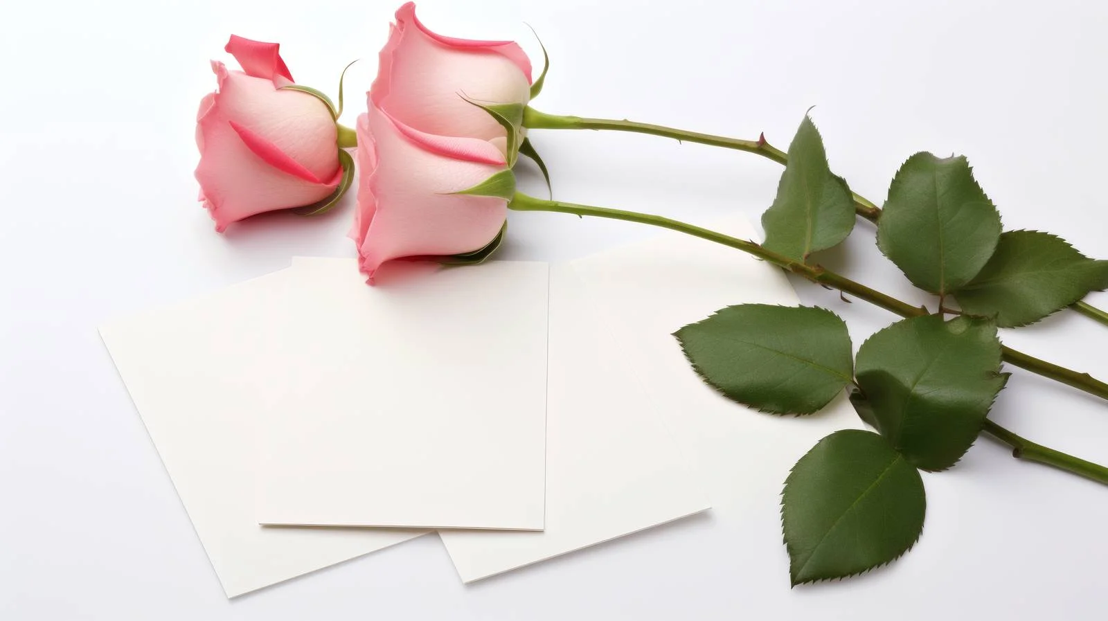 Elegant Blank Cards with Roses on White Background — free download from Dotvec