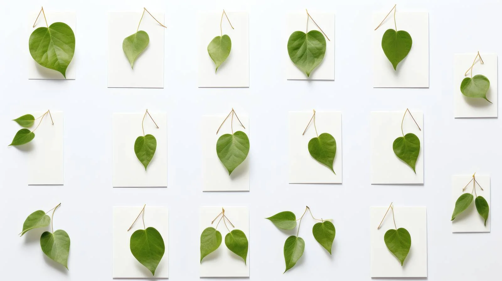 Minimalist Blank Cards with Green Foliage — free download from Dotvec