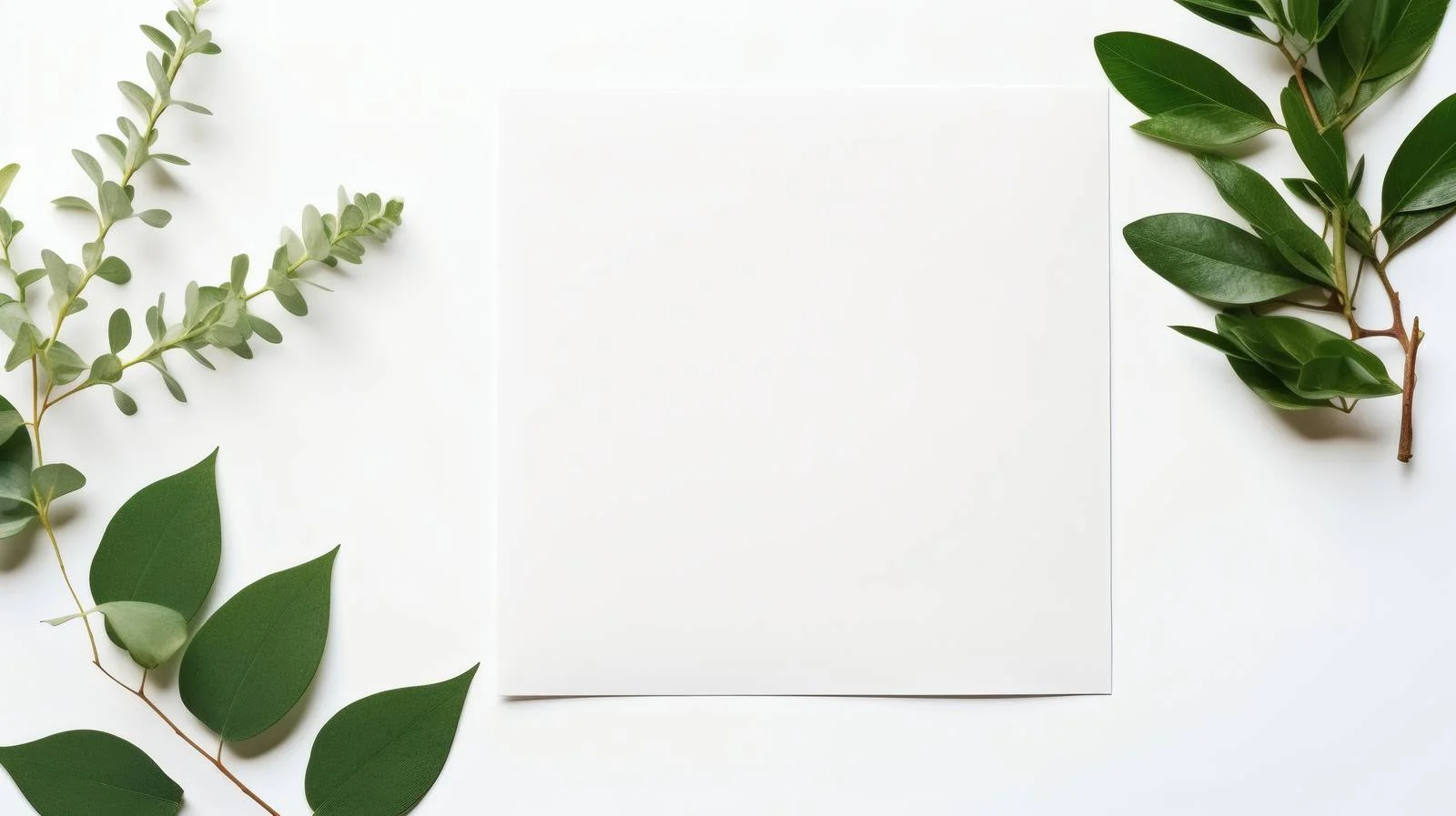 Elegant Green Leaves on Blank Greeting Cards — free download from Dotvec