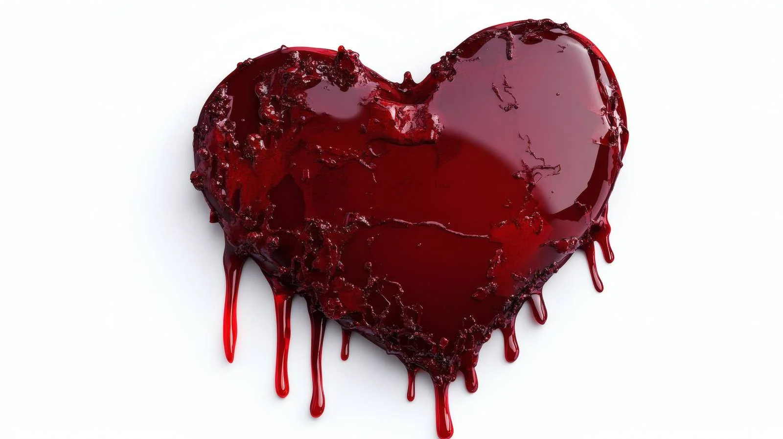 Blood-red heart-shaped puddle on white — free download from Dotvec