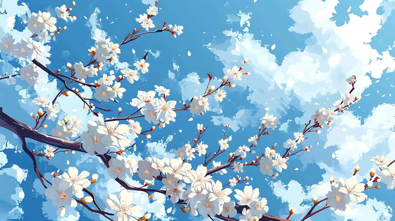 Cherry Plum Blossoms in Bright Light — free download from Dotvec