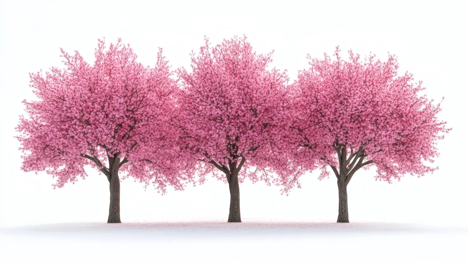 Vibrant Sakura Trees on White Background – free loom image from Dotvec