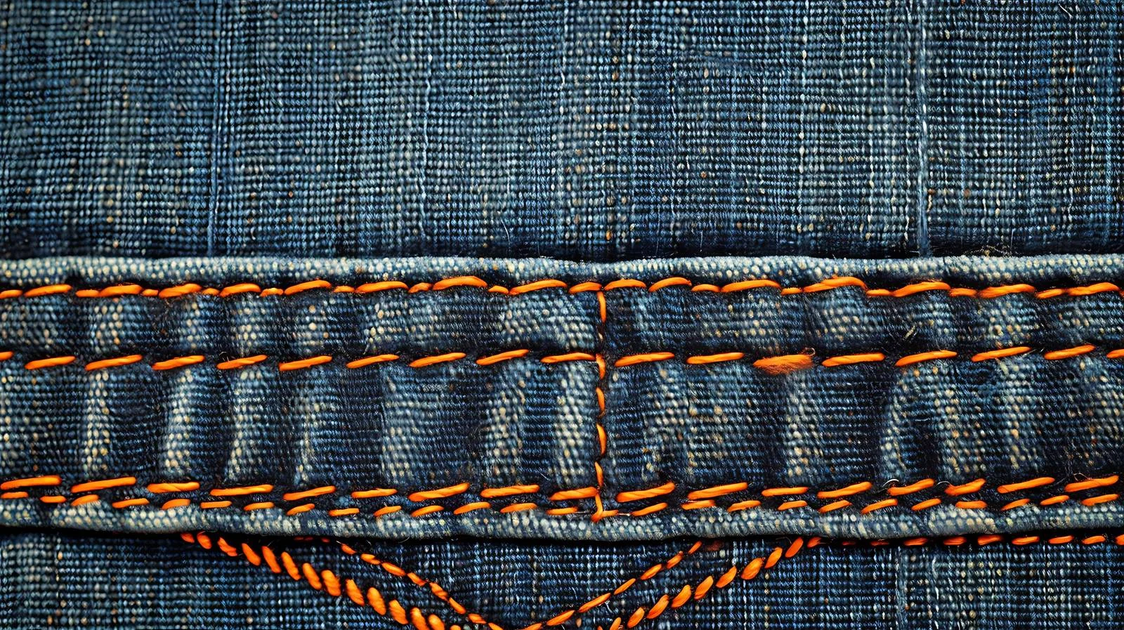 Classic Blue Denim Pocket with Orange Seam — free download from Dotvec