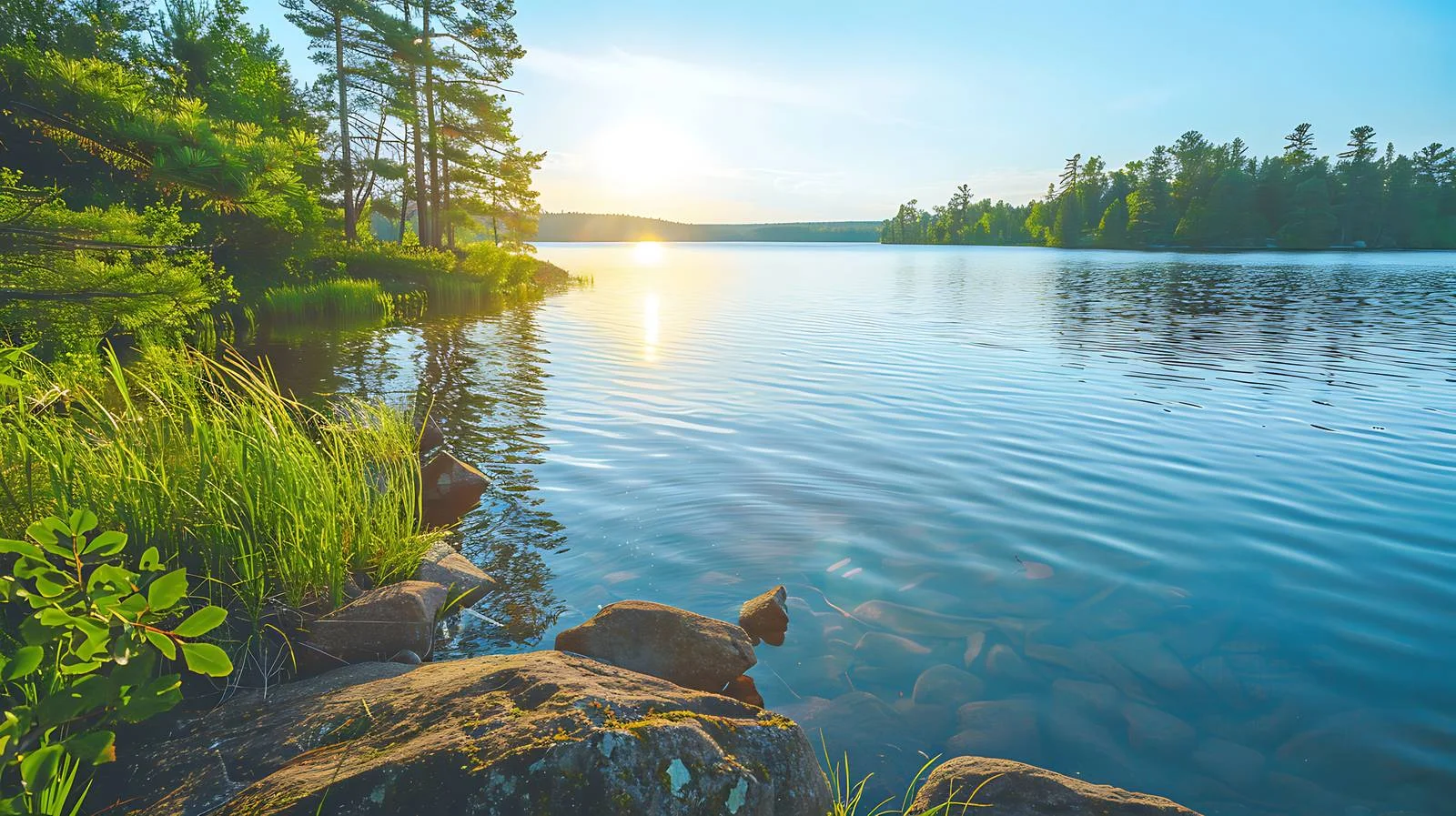 Serene Blue Lake Shore in Northern Minnesota — free download from Dotvec