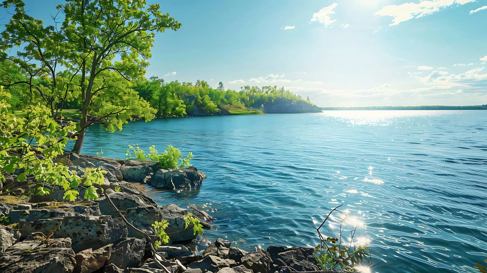 Tranquil Blue Lake in Northern Minnesota – free lakeshore image from Dotvec