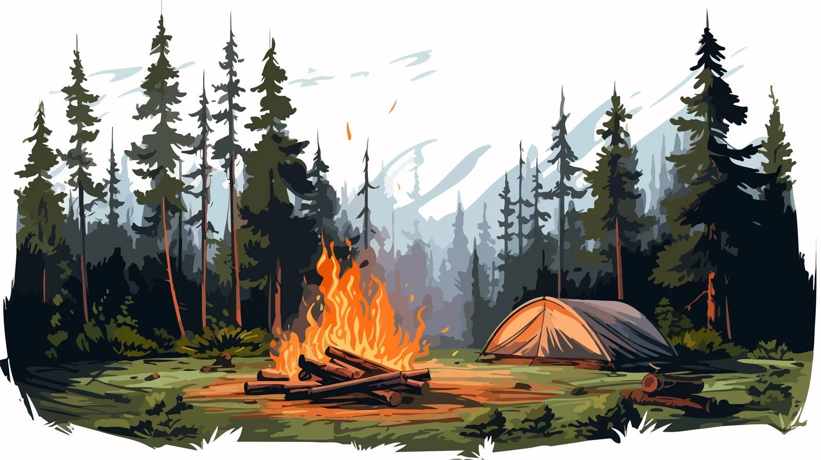 Forest Bonfire Sketch Illustration — free download from Dotvec