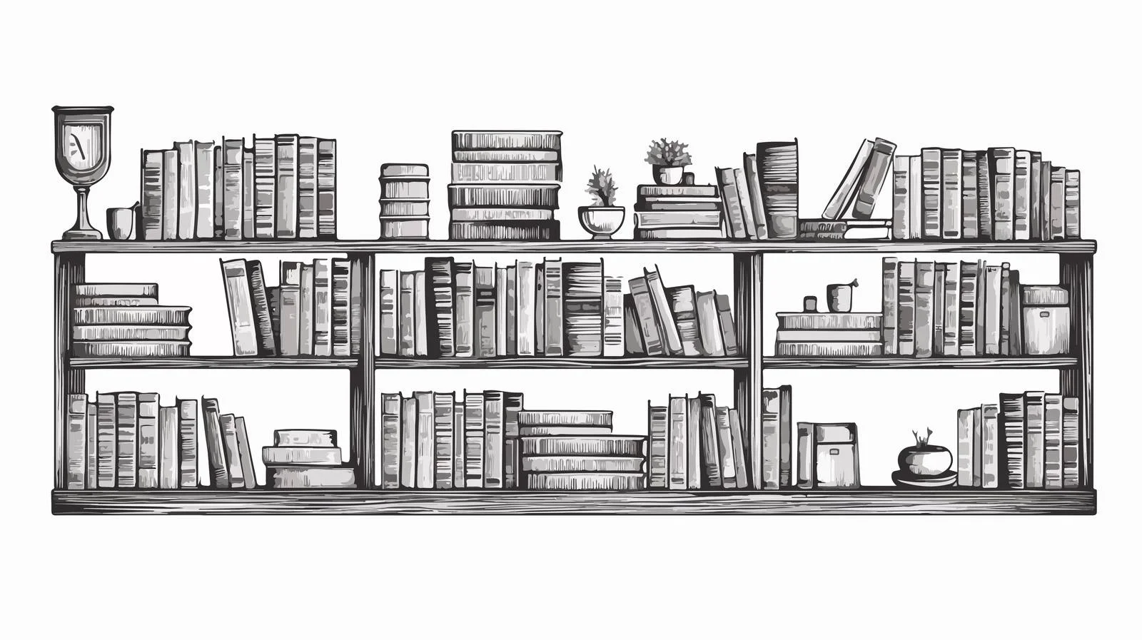 Hand-Drawn Bookshelves Sketch — free download from Dotvec